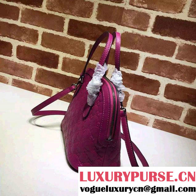 Gucci GG Guccissima Convertible Mini Dome Leather Cross Body Bag 341504 Fuchsia