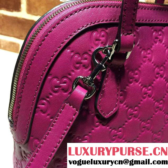 Gucci GG Guccissima Convertible Mini Dome Leather Cross Body Bag 341504 Fuchsia