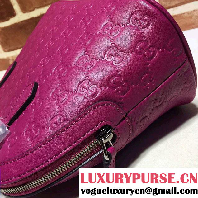 Gucci GG Guccissima Convertible Mini Dome Leather Cross Body Bag 341504 Fuchsia
