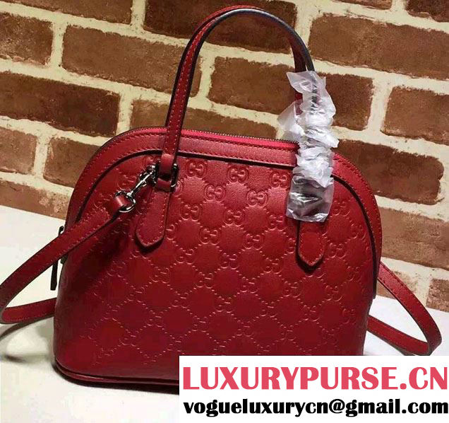 Gucci GG Guccissima Convertible Mini Dome Leather Cross Body Bag 341504 Red