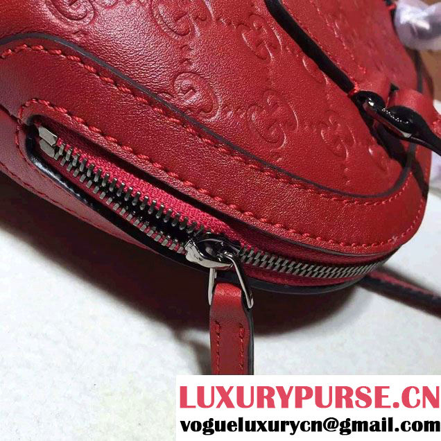 Gucci GG Guccissima Convertible Mini Dome Leather Cross Body Bag 341504 Red