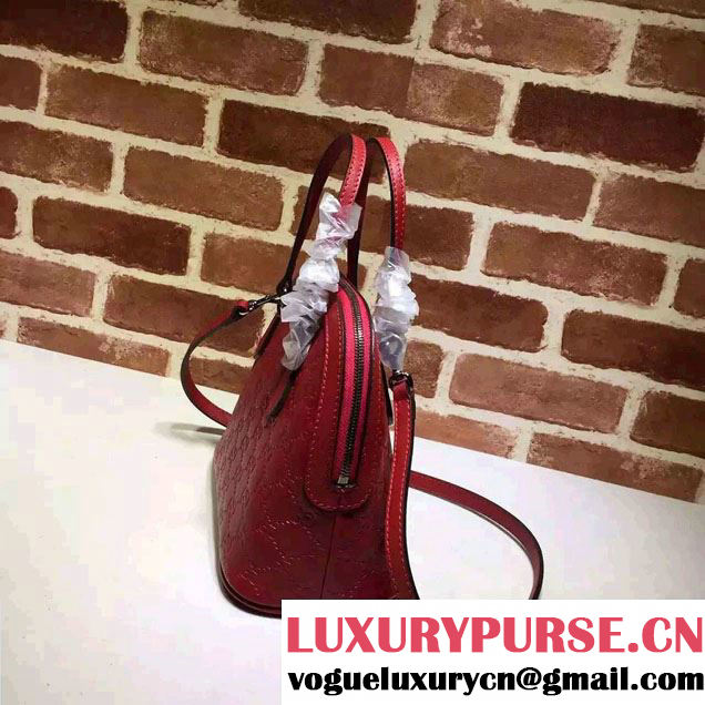 Gucci GG Guccissima Convertible Mini Dome Leather Cross Body Bag 341504 Red