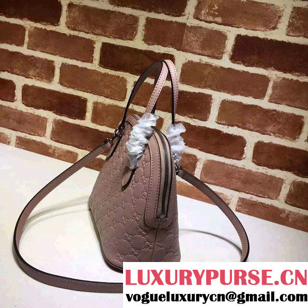 Gucci GG Guccissima Convertible Mini Dome Leather Cross Body Bag 341504 Nude Pink