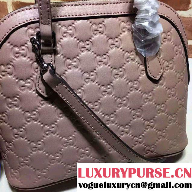 Gucci GG Guccissima Convertible Mini Dome Leather Cross Body Bag 341504 Nude Pink