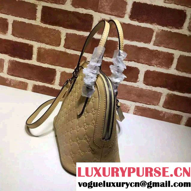 Gucci GG Guccissima Convertible Mini Dome Leather Cross Body Bag 341504 Apricot