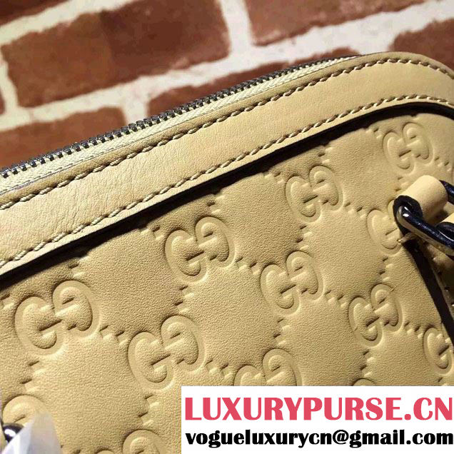 Gucci GG Guccissima Convertible Mini Dome Leather Cross Body Bag 341504 Apricot