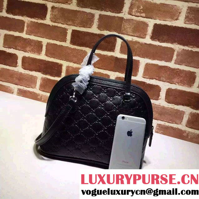 Gucci GG Guccissima Convertible Mini Dome Leather Cross Body Bag 341504 Black