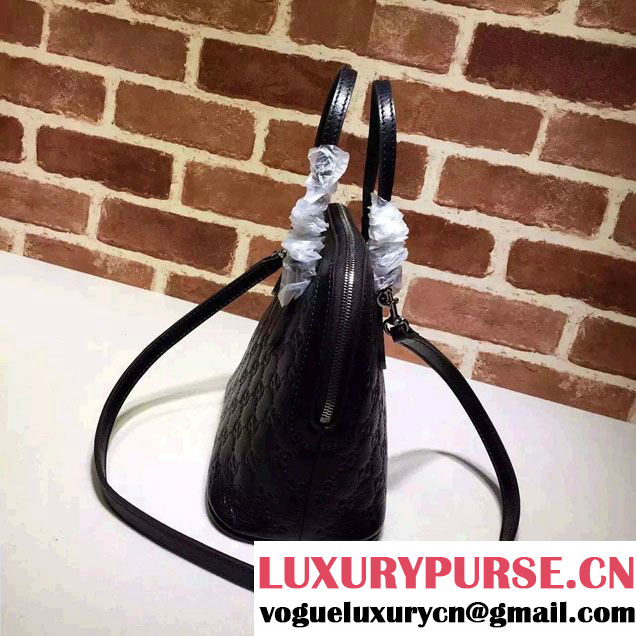 Gucci GG Guccissima Convertible Mini Dome Leather Cross Body Bag 341504 Black