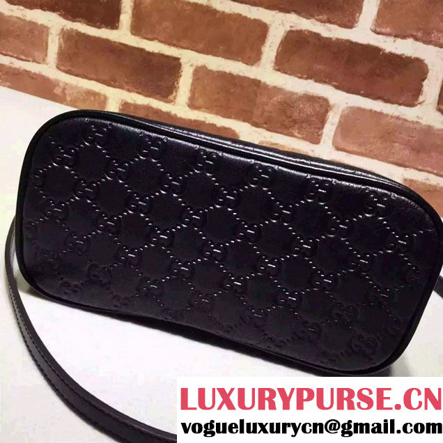 Gucci GG Guccissima Convertible Mini Dome Leather Cross Body Bag 341504 Black