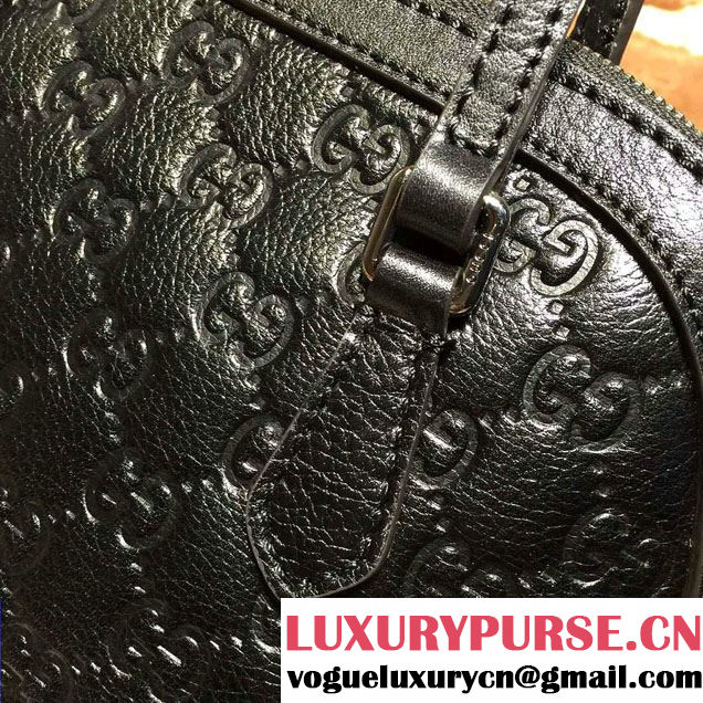 Gucci GG Guccissima Convertible Mini Dome Leather Cross Body Bag 341504 Black