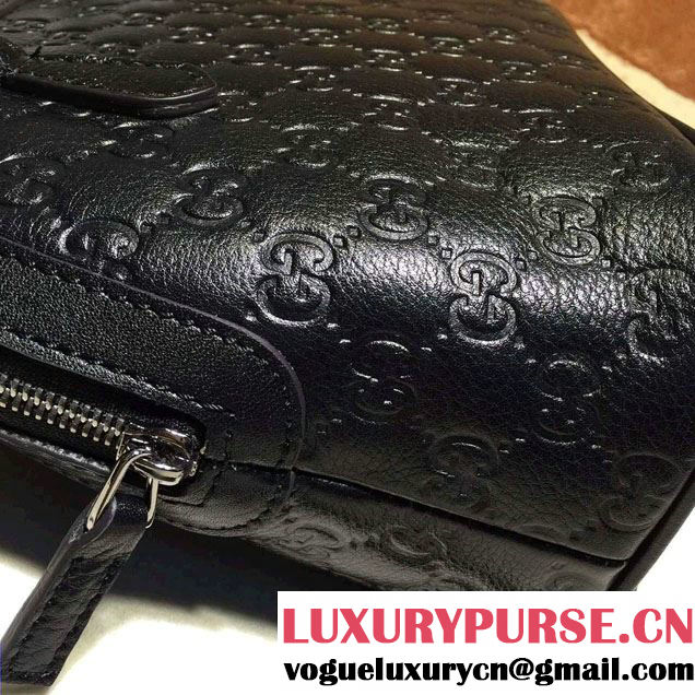 Gucci GG Guccissima Convertible Mini Dome Leather Cross Body Bag 341504 Black