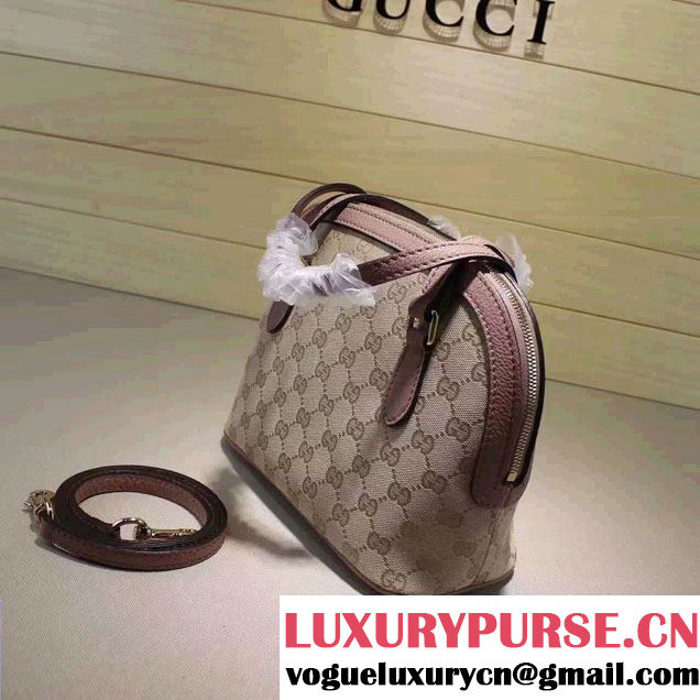 Gucci GG Supreme Canvas Convertible Mini Dome Cross Body Bag 341504 Nude Pink