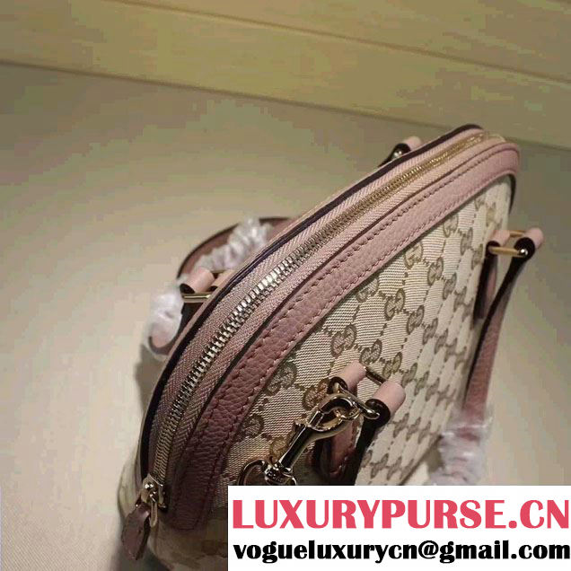 Gucci GG Supreme Canvas Convertible Mini Dome Cross Body Bag 341504 Nude Pink