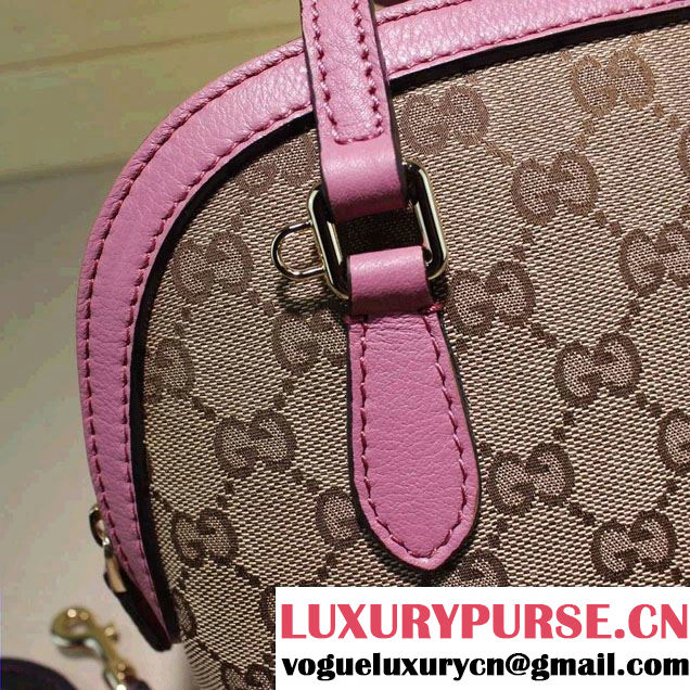 Gucci GG Supreme Canvas Convertible Mini Dome Cross Body Bag 341504 Pink