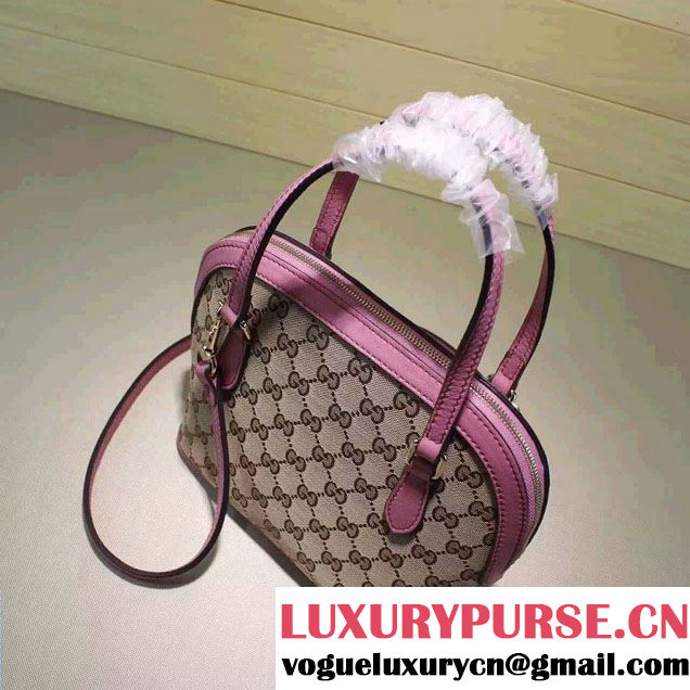 Gucci GG Supreme Canvas Convertible Mini Dome Cross Body Bag 341504 Pink