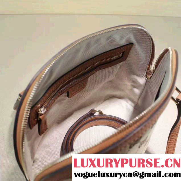 Gucci GG Supreme Canvas Convertible Mini Dome Cross Body Bag 341504 Brown