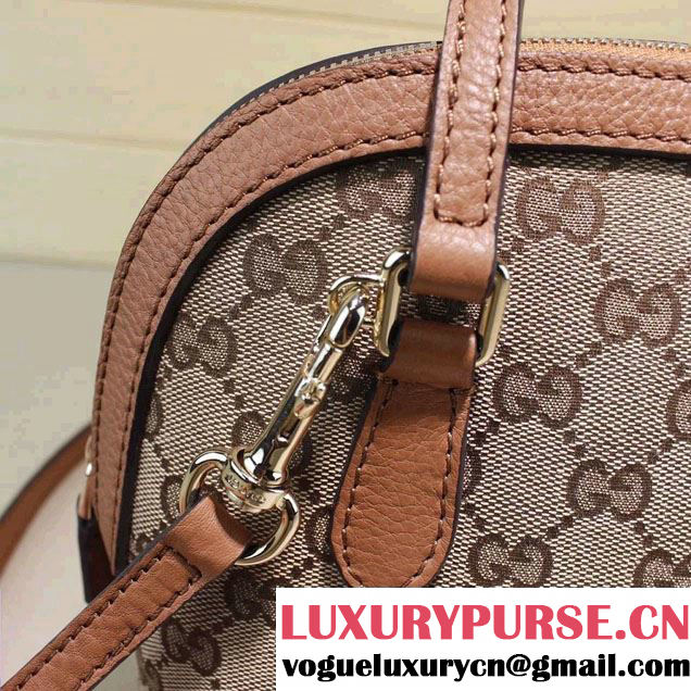 Gucci GG Supreme Canvas Convertible Mini Dome Cross Body Bag 341504 Brown