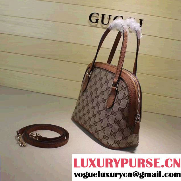 Gucci GG Supreme Canvas Convertible Mini Dome Cross Body Bag 341504 Brown