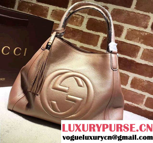 Gucci Soho Leather Shoulder Medium Bag 282309 Pink Gold