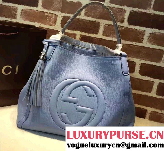 Gucci Soho Leather Shoulder Medium Bag 282309 Light Blue