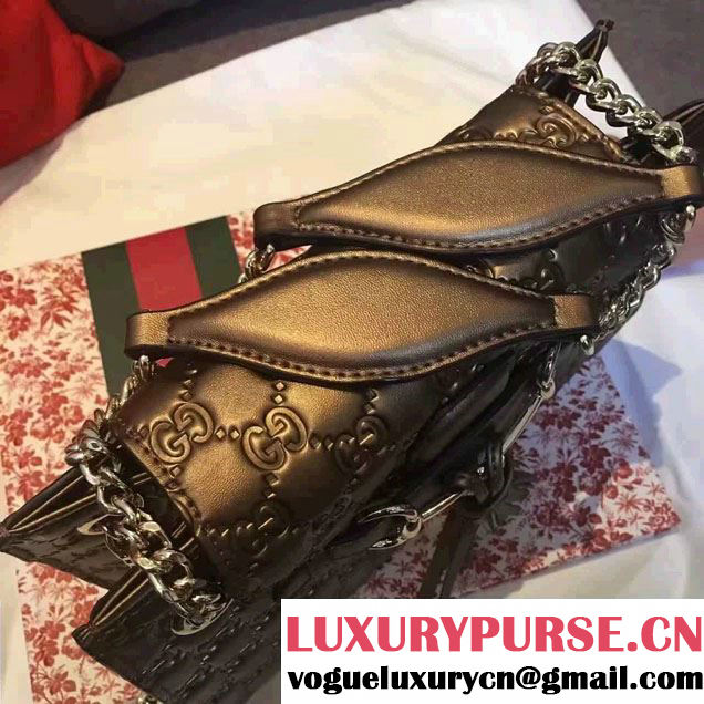 Gucci Emily Guccissima Leather Chain Shoulder Small Bag 369621 Bronze