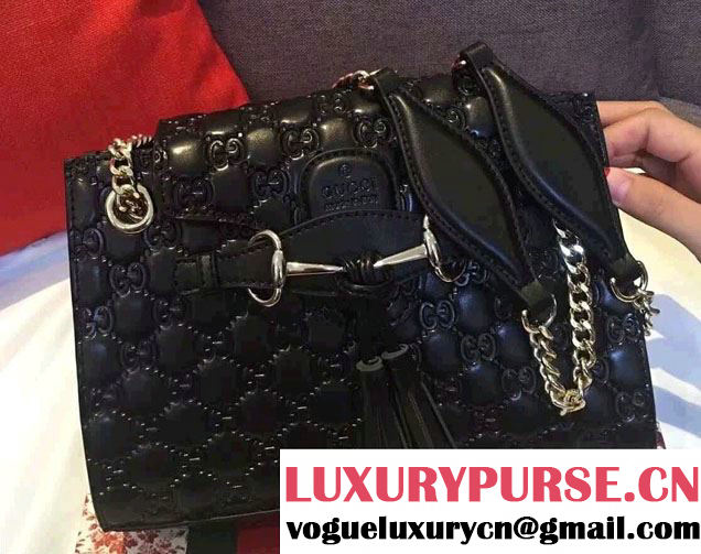 Gucci Emily Guccissima Leather Chain Shoulder Small Bag 369621 Black
