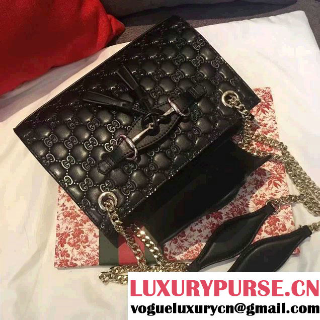Gucci Emily Guccissima Leather Chain Shoulder Small Bag 369621 Black
