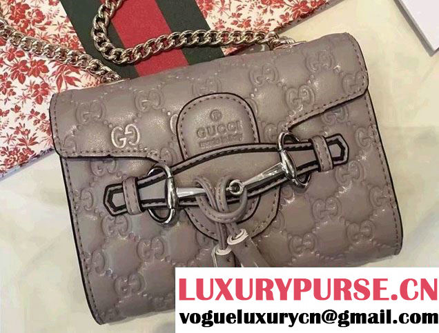 Gucci Emily Guccissima Leather Chain Shoulder Mini Bag 369622 Gray