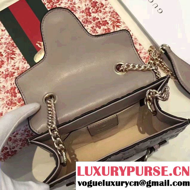 Gucci Emily Guccissima Leather Chain Shoulder Mini Bag 369622 Gray