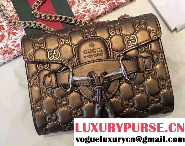 Gucci Emily Guccissima Leather Chain Shoulder Mini Bag 369622 Bronze