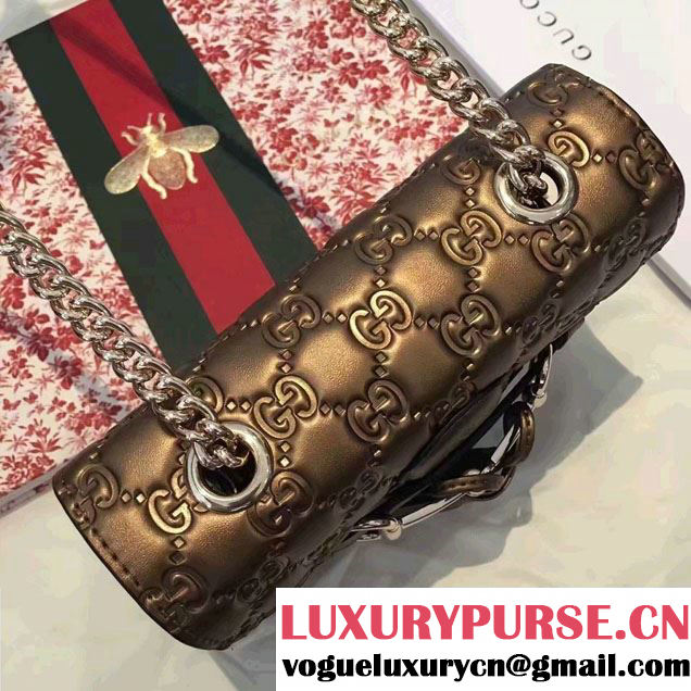 Gucci Emily Guccissima Leather Chain Shoulder Mini Bag 369622 Bronze