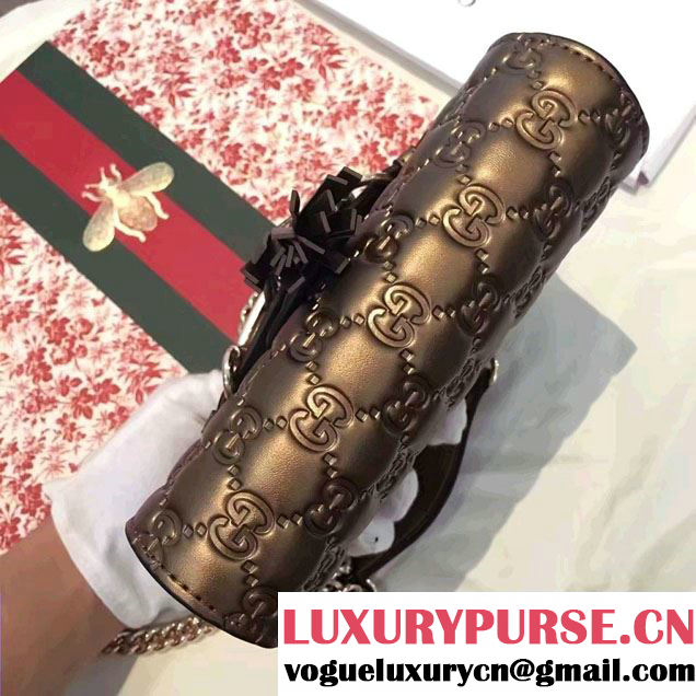Gucci Emily Guccissima Leather Chain Shoulder Mini Bag 369622 Bronze