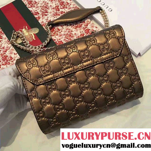 Gucci Emily Guccissima Leather Chain Shoulder Mini Bag 369622 Bronze