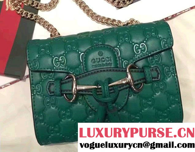 Gucci Emily Guccissima Leather Chain Shoulder Mini Bag 369622 Green