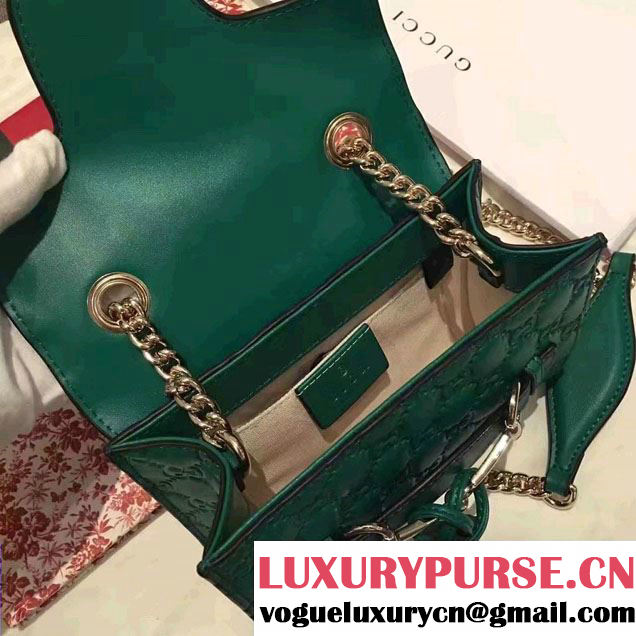 Gucci Emily Guccissima Leather Chain Shoulder Mini Bag 369622 Green