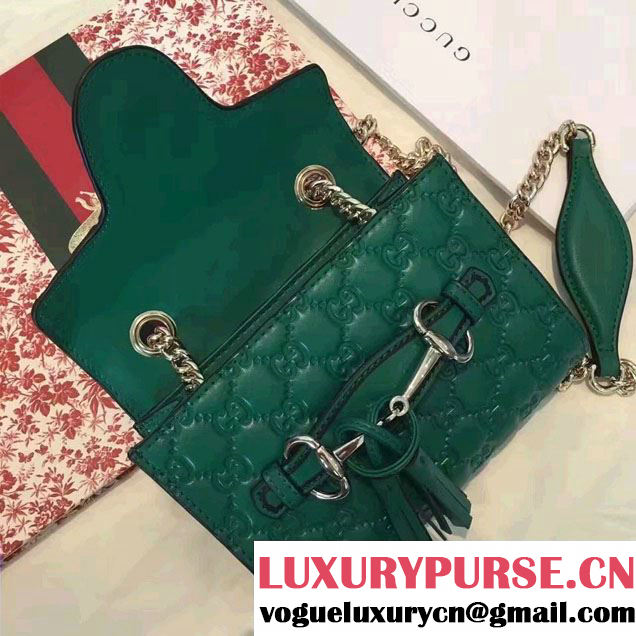 Gucci Emily Guccissima Leather Chain Shoulder Mini Bag 369622 Green
