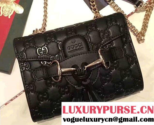 Gucci Emily Guccissima Leather Chain Shoulder Mini Bag 369622 Black