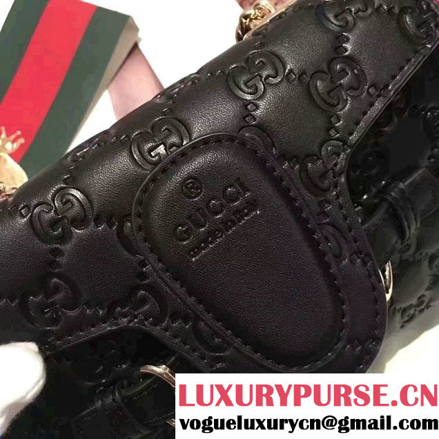 Gucci Emily Guccissima Leather Chain Shoulder Mini Bag 369622 Black