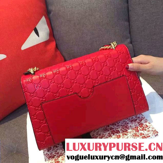 Gucci Padlock Gucci Signature Leather Shoulder Medium Bag 409486 Red 2016