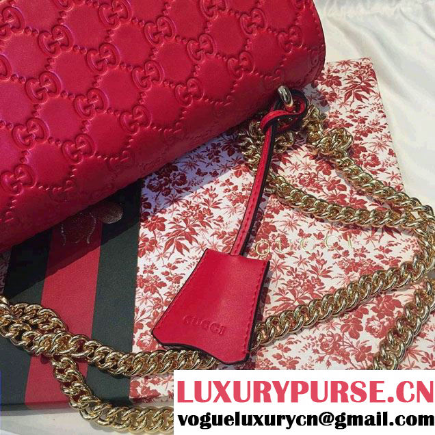 Gucci Padlock Gucci Signature Leather Shoulder Medium Bag 409486 Red 2016