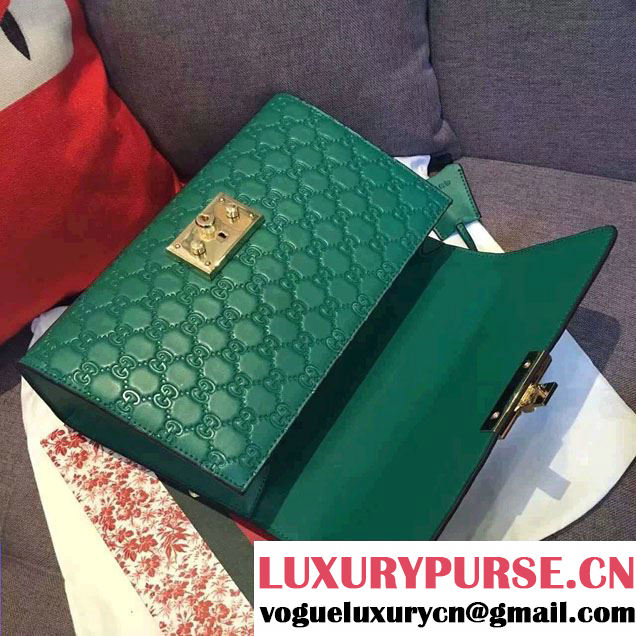 Gucci Padlock Gucci Signature Leather Shoulder Medium Bag 409486 Green 2016