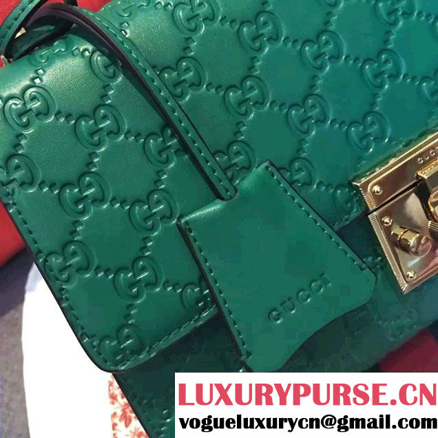 Gucci Padlock Gucci Signature Leather Shoulder Medium Bag 409486 Green 2016