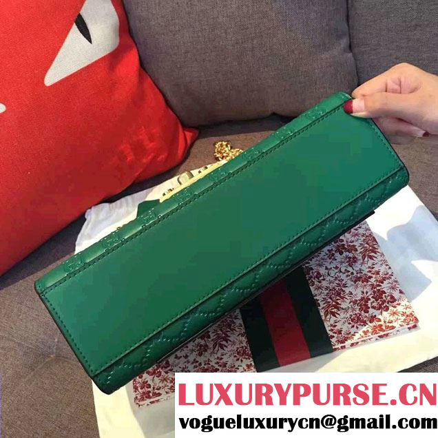 Gucci Padlock Gucci Signature Leather Shoulder Medium Bag 409486 Green 2016