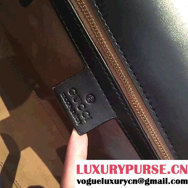 Gucci Padlock Gucci Signature Leather Shoulder Medium Bag 409486 Black 2016