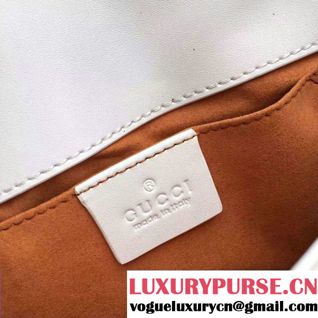 Gucci GG Marmont Matelassé Chevron Mini Chain Shoulder Bag 446744 White 2016