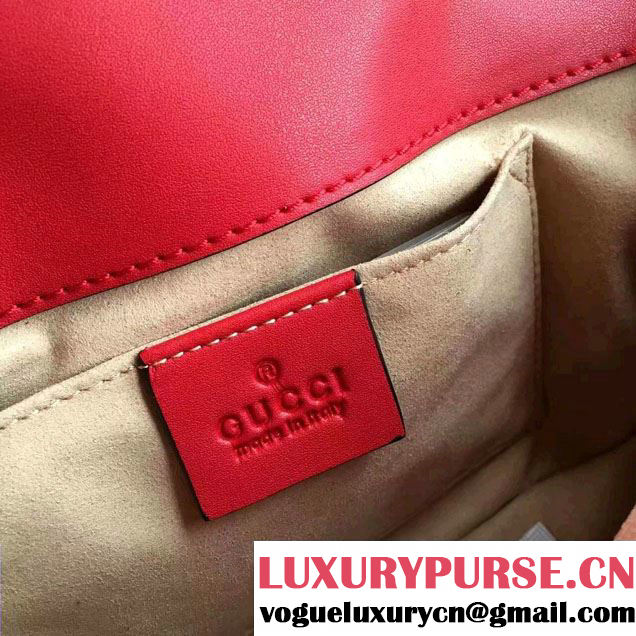 Gucci GG Marmont Matelassé Chevron Mini Chain Shoulder Bag 446744 Red 2016