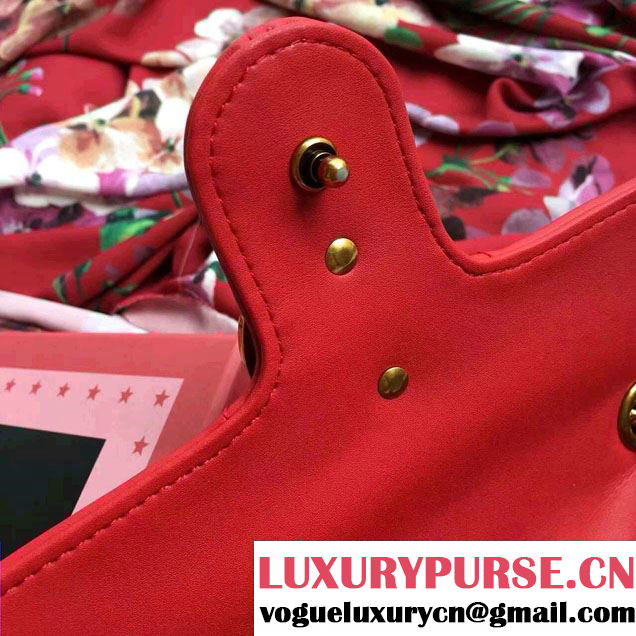 Gucci GG Marmont Matelassé Chevron Mini Chain Shoulder Bag 446744 Red 2016