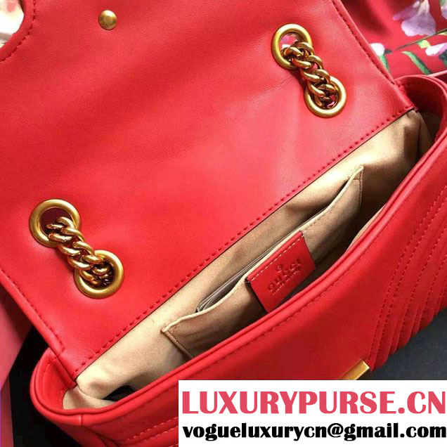 Gucci GG Marmont Matelassé Chevron Mini Chain Shoulder Bag 446744 Red 2016