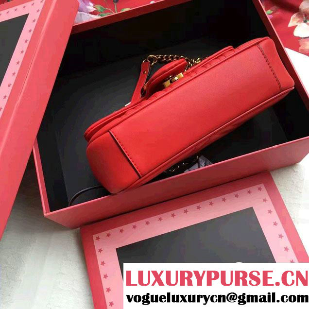 Gucci GG Marmont Matelassé Chevron Mini Chain Shoulder Bag 446744 Red 2016