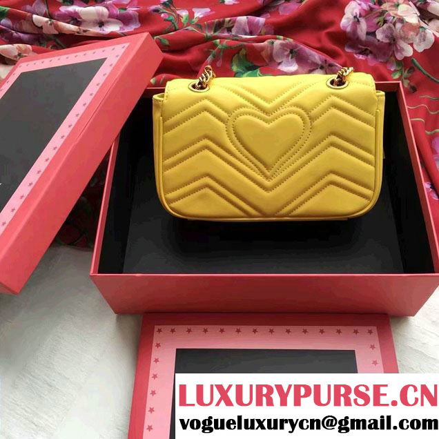 Gucci GG Marmont Matelassé Chevron Mini Chain Shoulder Bag 446744 Yellow 2016
